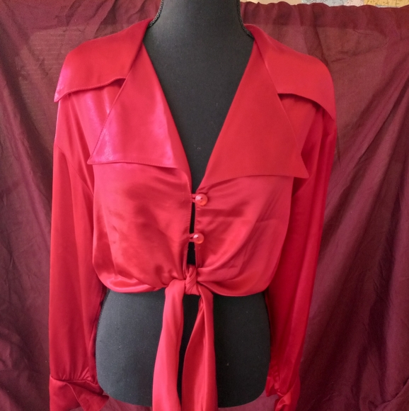 Born in America red silk size S (everything must go! Moving sale) - Picture 1 of 5
